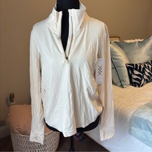 RHONE Off-White Zip-Up Muscle Tee